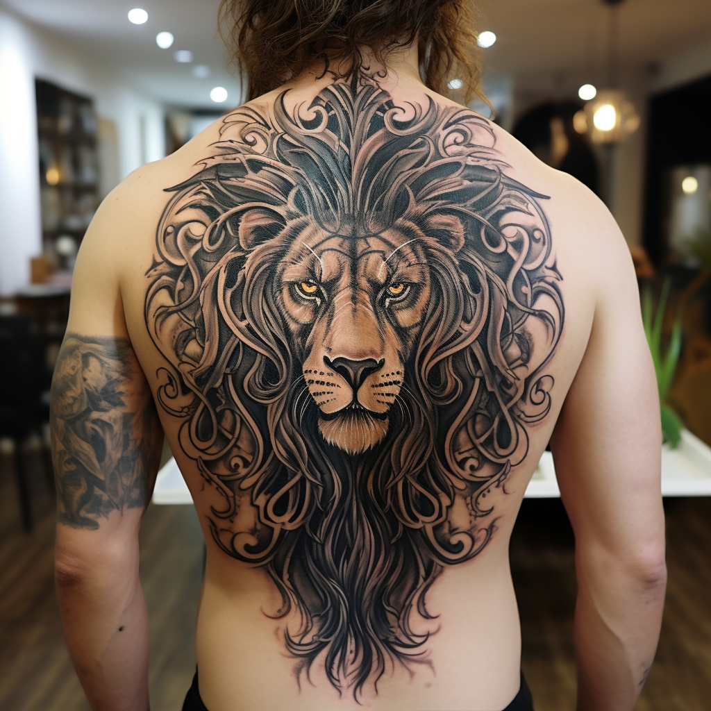 Lion Head Tattoo Stock Photos and Images - 123RF